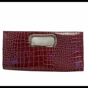 BURGUNDY maroon clutch purse